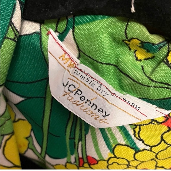 Retro JcPenny Vibrant Tropical Floral Button-Up Shirt- sz 12 - Picture 6 of 6